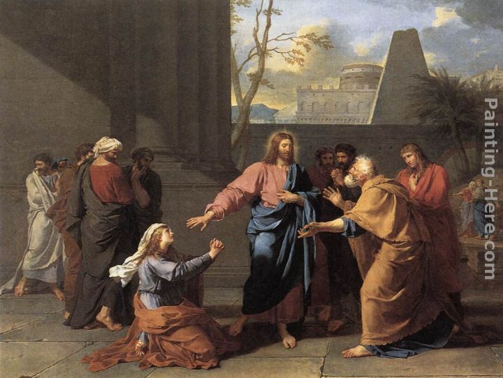 The Woman of Canaan at the Feet of Christ painting - Jean-Germain Drouais The Woman of Canaan at the Feet of Christ art painting